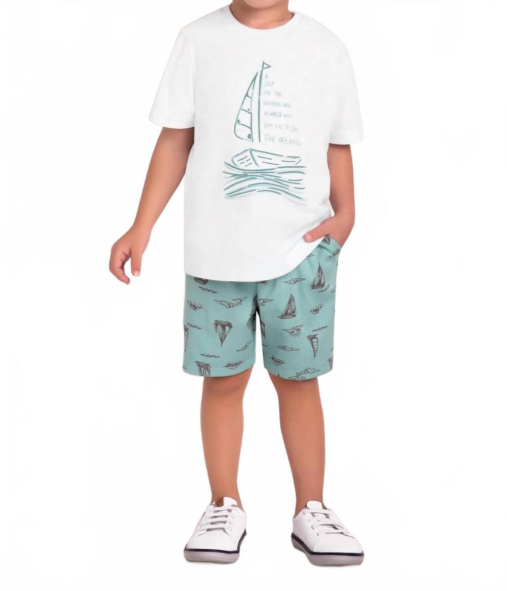 NEW MILON kids short sleeve top and short set in white
